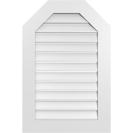 Ekena Millwork Octagonal Top Surface Mount PVC Gable Vent: Functional, w/ 3-1/2"W x 1"P Standard Frame, 24"W x 36"H GVPOT24X3601SF